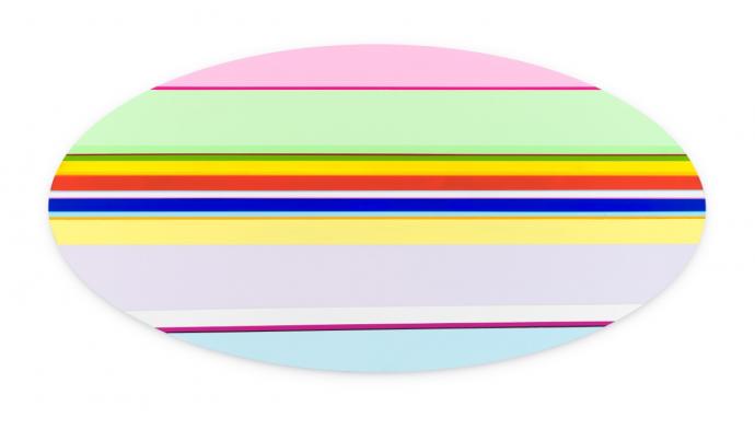 Nicholas Bodde, No. 1536 Oval, 2021, Öl und Acryl auf Aluminium, 40 x 80 cm