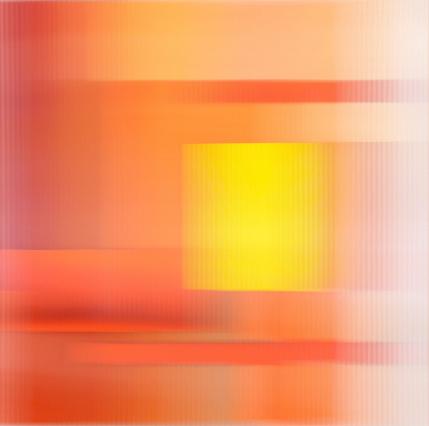 Christiane Grimm, orange-gold, 2022, Mischtechnik und Acrylglas, 60 x 60 x 10 cm