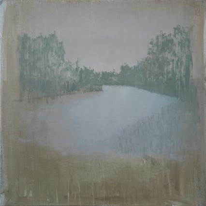 Fernando X. Gonzalez, Le Lac, 2022, Öl auf Leinwand, 80 x 80 cm