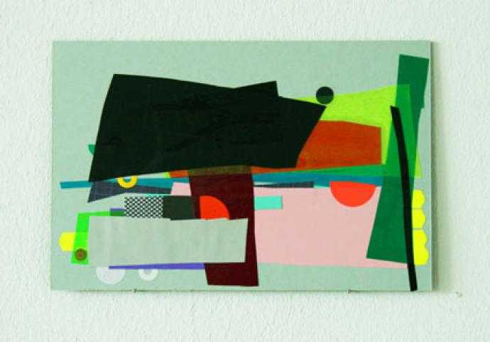 Annegret Hoch, Lost Places I, 2012, Neonfolie auf Papier auf PVC, 16.5 x 25 cm